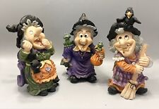 3 Vintage Witch Figures 7.5” Frogs Raven Black Cat Joelson Industries Halloween