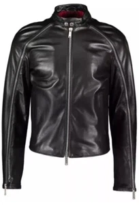 Dsquared2 ‘ICON’ Runway Black Leather Biker Jacket - Picture 1 of 15