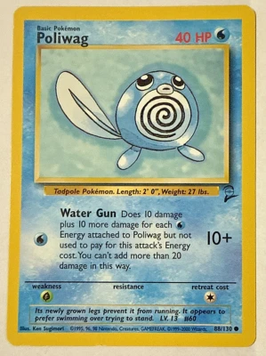Base Set 2 - LP - Poliwag 88/130 Pokemon Vintage WOTC English (US Seller) - Image 1 of 2