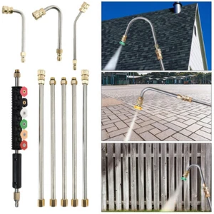 Roof Gutter Cleaning Tool Pressure Washer Extension Wand Lance &6pc Spray Nozzle - Picture 1 of 11