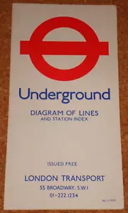LONDON TUBE/UNDERGROUND - SMALL FOLDOUT POCKET MAP - 1974 Issue #1 - Bild 1 von 1