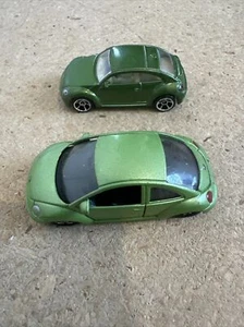 WELLY Toys VW New Beetle Green Diecast Model Car & Hot wheels Volkswagen - Picture 1 of 8