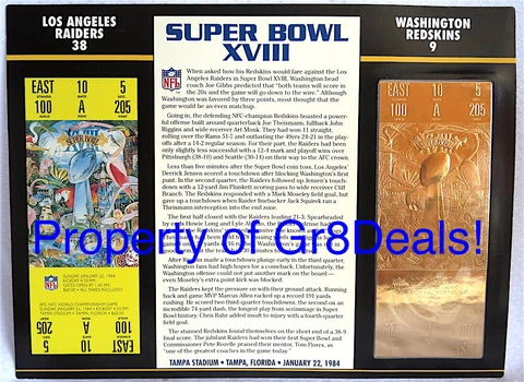 SUPER BOWL 18 RAIDERS vs REDSKINS ~ NFL 22 KT GOLD SB XVIII TICKET Willabee Ward Cover