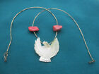 Carved Mother Of Pearl Shell Dove Rhodocrosite Nugget Liquid Silver Necklace 18
