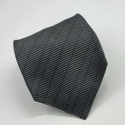 Corbata de seda Lanvin gris azul rayas geométricas hombre corbata Francia ancha 58 x 4,25 Foto 1 de 4