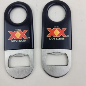 2x Cerveza Dos Equis XX Opener Vintage Black Yellow Red Rubber Metal - Picture 1 of 3