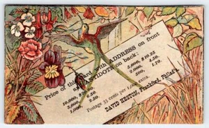 VENENOS Y ANTÍDOTOS DE LA DÉCADA DE 1880 MUESTRA TARJETA LISTA DE PRECIOS DAVID HESTON PHILADELPHIA PA - Imagen 1 de 2