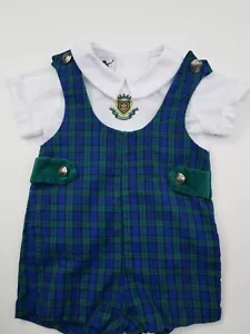 Vintage Jungen 2-teiliges Outfit Good Lad Of Philadelphia 18 Monate blau kariert Urlaub - Bild 1 von 10