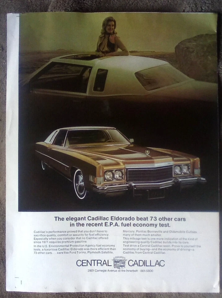 Cadillac El Dorado Cleveland Magazine 1974 - Anuncio impreso Central Cadillac Foto 1 de 1