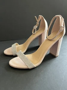 Zapato rosa punta abierta con correa de estrás talla 10 para mujer - Imagen 1 de 7