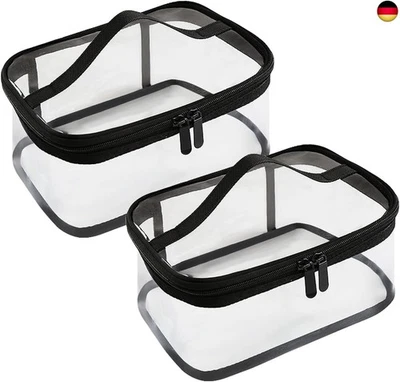 Fyihoxi 2 Stück Kulturbeutel Transparent,Wasserdicht PVC Kosmetiktasche,Make up  - Bild 1 von 4