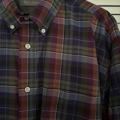 Daniel Cremieux Signature Collection Mens Large Cotton Shirt Classic Plaid LS - Image 1 of 4