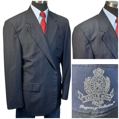 46(48)L Vtg Savile Row Regency Suit Jacket Sport Coat Blazer Cool wool Striped - Image 1 of 4