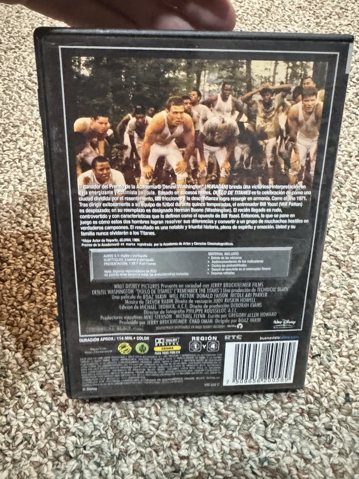 Remember the Titans Duelo de Titanes DVD Denzel Washington Disney 2000 - Image 1 of 4