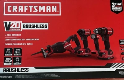 Craftsman V20 Cordless Drill Combo Kit - 4 Tools, Red (CMCK420D2) - Image 1 of 2
