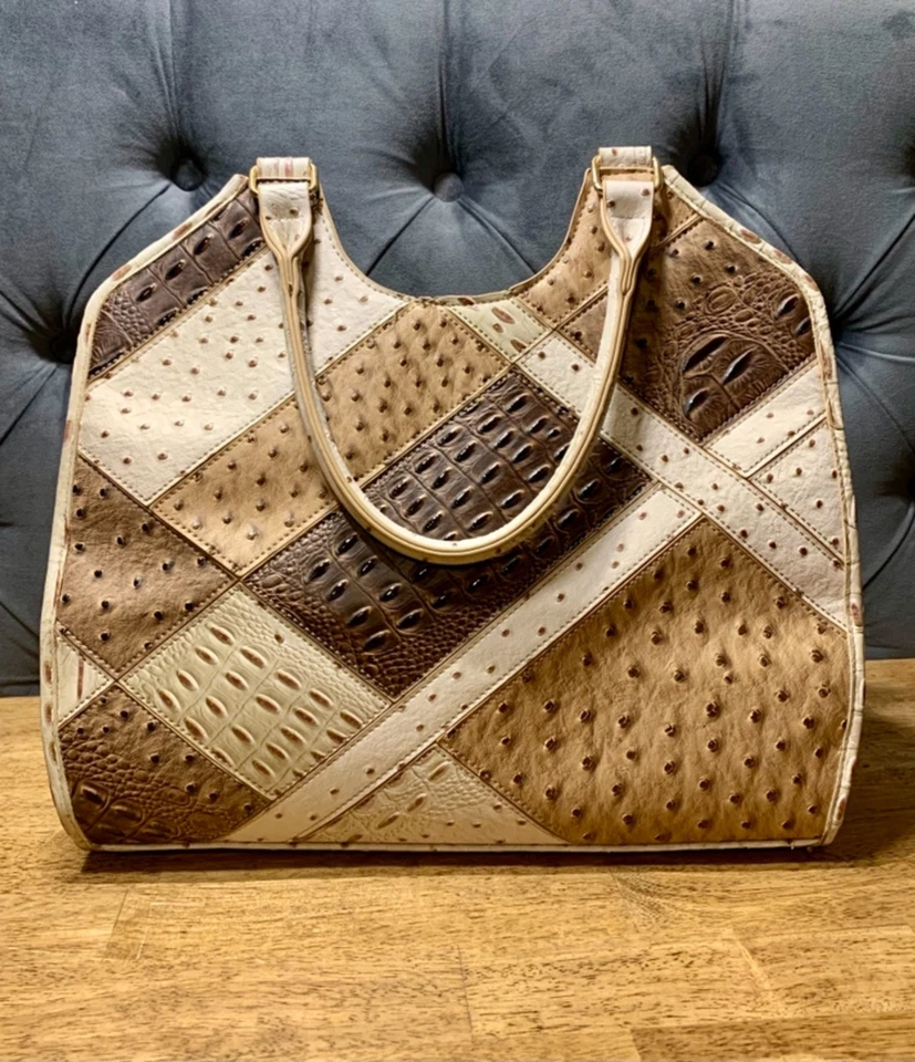 Cato Faux Alligator Bag Leather Preppy Academia Mob Wife Purse White Brown Tan - Image 1 of 4