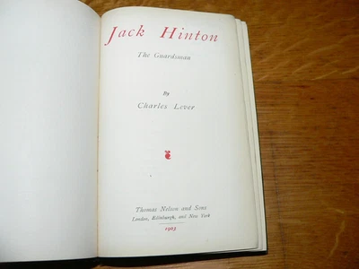 Antique 1903 "Jack Hinton, the Guardsman" by Charles Lever Leatherbound Book — 第 1/4 张图片