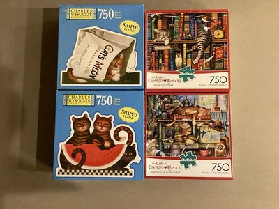 LOTE DE 4 ROMPECABEZAS CHARLES WYSOCKI 750 PIEZAS JUEGOS DE BÚFALO Y MILTON BRADLEY Foto 1 de 4