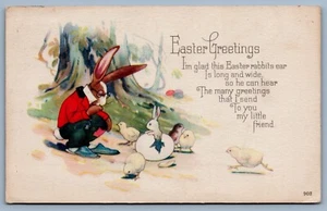 Cartolina Pasqua 1925 pulcini coniglio antropomorfi - Foto 1 di 2