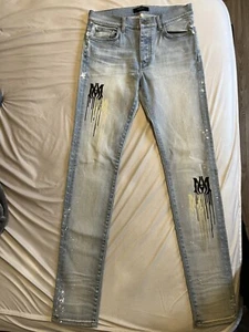 *NEW* Mike Amiri ‘MA’ logo Stencil Jeans - Picture 1 of 6