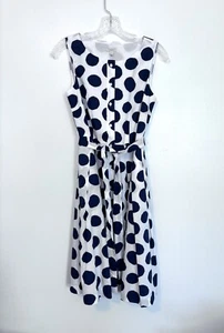 Talbots Blue And White Polka Dot Dress Petite 4 Cotton Sleeveless - Picture 1 of 6