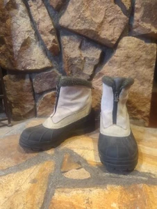 Women's Sorel Powder Edge Suede Black Tan Front Zip Insulated Snow Boots Size 9 - Picture 1 of 7