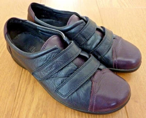 Hotter Comfort Concept Ladies Double Strap Dark Blue Purple Leather Shoes UK 5 - Picture 1 of 11