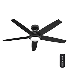 Hunter Fan 52 inch Matte Black Casual Ceiling Fan with Remote Control and Light - Picture 1 of 7