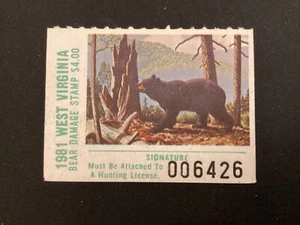 ICOLLECTZONE US West Virginia 1981 Bear Stamp VF NH - Picture 1 of 1