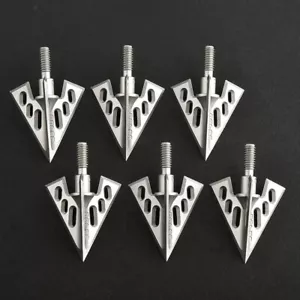 12PK S3 Archery Broadheads Hunting Arrowheads 100gr Bow Crossbow 3 Blade Tips - Picture 1 of 3