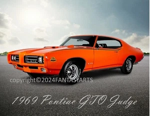 Pontiac GTO Judge Muscle Car 1969 stampa fotografica lucida premium 8" x 10" - Foto 1 di 1