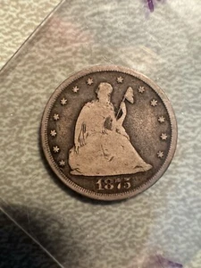 1875-CC Seated Liberty Silver 20 Cents - Picture 1 of 2