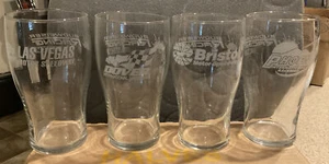 4 HTF NASCAR Budweiser Racing Etched Glasses: Las Vegas, Dover, Bristol, Phoenix - Picture 1 of 2