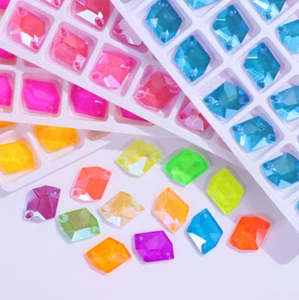 Neon stones Sew On Flat back Crystal Glass Rhinestone Special-shaped Jewelry - Picture 1 of 11