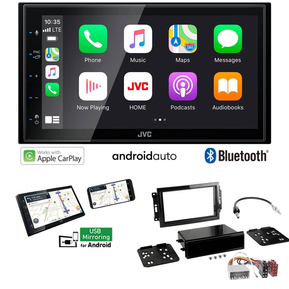 JVC KW-M560BT Radio Apple CarPlay Android für Chrysler 300C 2004-2007 schwarz