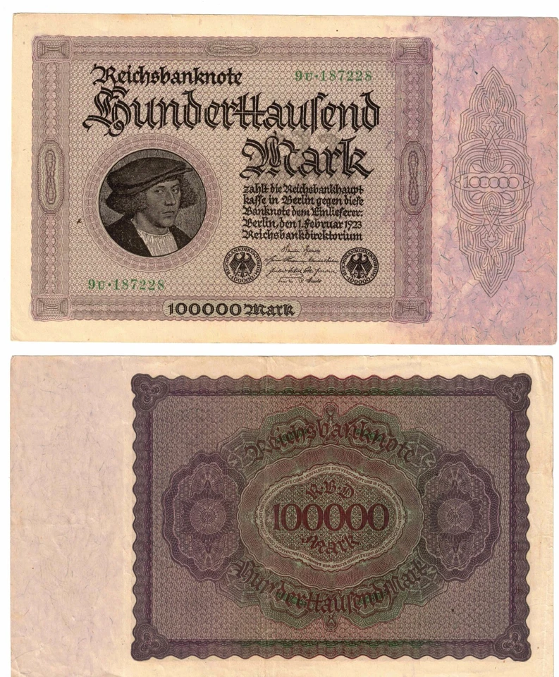 1923 Germany Reichsbank 100000 Mark Banknote P83 Circulated - Image 1 of 1
