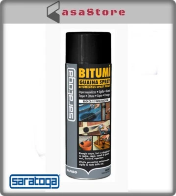 SARATOGA BITUMI GUAINA BITUMINOSA SPRAY 500 ML IMPERMEABILIZZA SIGILLANTE BITUME