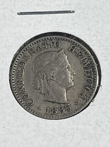 1885-B Switzerland 10 Rappen Coin - Picture 1 of 4