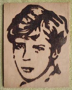The portrait of young Sergei Yesenin Handmade Artwork on Wood Burning Pyrography - Picture 1 of 6