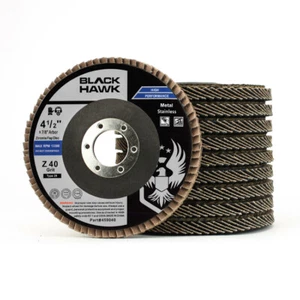 10 Pack 4.5" x 7/8" Black Hawk 40 Grit Zirconia Flap Disc Grinding Wheels T29 - Picture 1 of 5