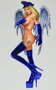 Standing Blond Angel Maltese cross Pin Up girl / Woman Decal / Sticker - Bild 1 von 2