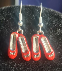 Ruby Red Slippers Charms Pendant Dangle Earrings. - Picture 1 of 2