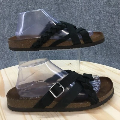 White Mountain Sandals Womens 10 M Harrington Slides Black Leather Open W30609 - Image 1 of 4