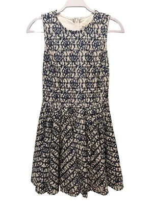 Maison Jules Dress Size M Navy & Cream Floral Lace Fit & Flare Sleeveless - Image 1 of 4