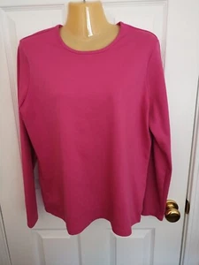 L.L. Top donna Bean rosa manica lunga in cotone - Taglia Large - Foto 1 di 3