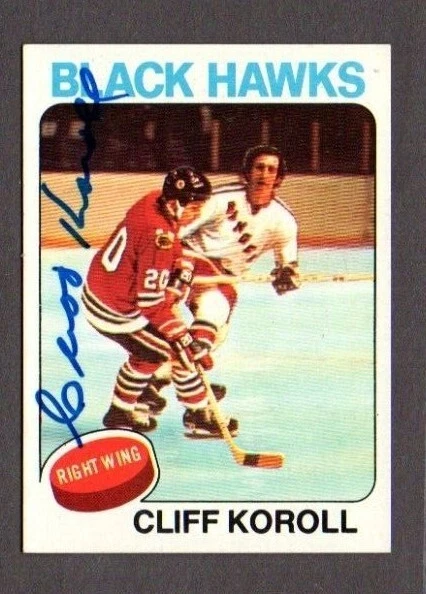 Cliff Koroll 1975-76 Topps authentic autographed card Blackhawks  - Image 1 of 1