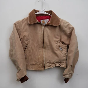 Vtg 90s Carhartt Detroit Jacket JQ606 Youth Size 10 Red Quilt Lined Duck USA - Picture 1 of 6