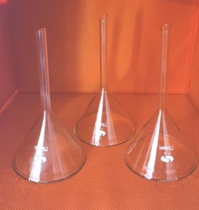 75mm Glass Stem Fluted Funnel Apothecary Chemistry Lab Craft 3" Opening - Picture 1 of 6