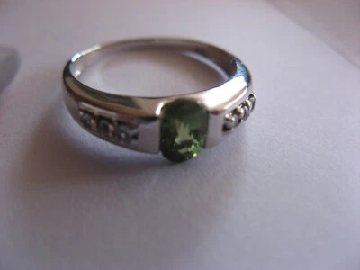 AAA-grüner Saphir Gold Ring in 375 Weiß Gold RW: 16 mit Zertifikat! Ungetragen! - Bild 1 von 4