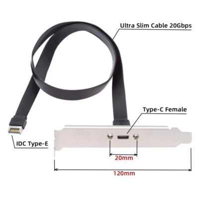 USB 3.2 Gen 2x2 20Gbps USB C Front Panel Header to USB Type-E Extension Cable - Image 1 of 4